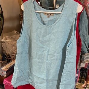 Flax Pale Blue Linen Scoop Neck Tank